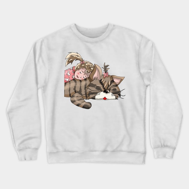 Taking a Cat Nap Crewneck Sweatshirt by cuisinecat